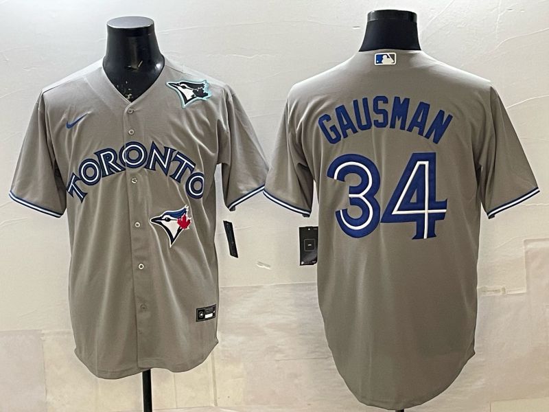 Men 2025 Nike Toronto Blue Jays #34 Gausman Grey Game MLB Jersey 04